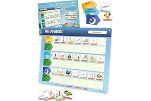 LIKARTO® Planning journalier pour Enfants - Tableau magnétique Montessori Enfants avec 147 aimants et cordelette - Entièrement inscriptible et effaçable - Apprendre Les routines Quotidiennes