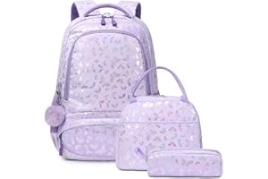 Kimwadalh Mochila Niña Primaria Felpa Mariposas Bolsas Escolar Mochila Infantil Niñas Mochila Sets de útiles Escolares,Mochila Niñas Felpa para Escuela,Viajes