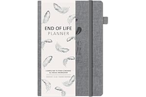 BIROYAL End of Life Planner - Final Arrangements Organizer Notebook - Beneficiary, Funeral Planning, Last Wishes & Will Preparation - A5 Linen Grey PU Leather with Pen Holder