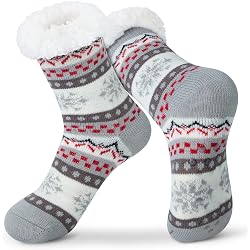 Lot De 2 Paires De Chaussettes De Noël épaisses - Polaire Pilou Antidérapantes