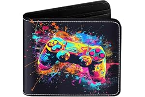 Fakcrkun Kids Wallet for Boys Teen, Cool Gaming Theme RFID Blocking Wallet, Leather Bifold Mens Wallets with Coin Pocket, Perfect Gaming Gifts for Kids Adults