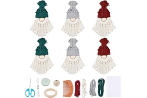 FREEBLOSS 6 Set Bricolage Père Noël Kit DIY Macramé Kit Père Noël pour Arbre de Noël Décor Arbre de Noël Suspendus Gnomes Santa Elf Décorations pour la Maison Décor de Vacances