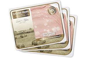 Mortadella Gran Aroma Salumi Pasini® | Mortadella Italienne | 3 barquettes prétranchées 90g chq. | 270 gr | Sans gluten et sans lactose