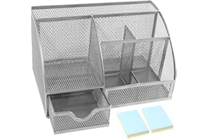 DARUITE Organiseur de bureau en maille, organiseur de bureau multifonction, accessoires de bureau, gris