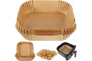 VOLTURI Air Fryer Paper Sheets 8 Inch (100 Pcs) Disposable Air Fryer Liners Oil-Proof Non-Stick Parchment Paper for Air Fryer, Microwave & Baking Heat Resistant, Easy to Use & Mess-Free Cooking