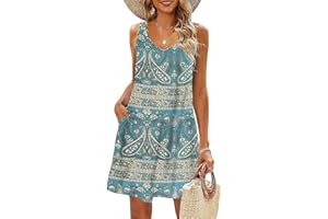 AUSELILY T-Shirt Casual Estiva da Donna Abiti da Spiaggia Copricostume Abito a Tinta Unita a Pieghe
