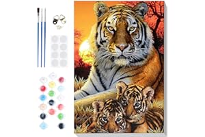 Lxmsja Paint by Numbers Tiger for Adults Beginner with Frame, Tiger Painting by Numbers for Adults on Canvas, DIY Acrylic Animals Painting Kit Art and Crafts Gifts for Home Wall Decor, 8x12inch