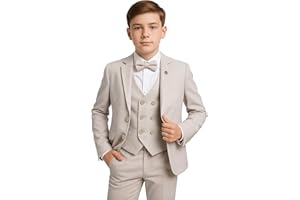 SIRRI Boys Textured Formal Suit 5-Piece Set Page Boy Communion Outfit, 2-13 Years