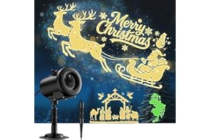 ARTCOOL Weihnachten Deko Outdoor Innen,3D Dynamische Halloween Projektor, Wasserdicht LED Projektionslampe mit Schlitten,Jesus,Schädel,Fledermaus für Wand Friedhof Fenster Garten Hof Party Deko Projector
