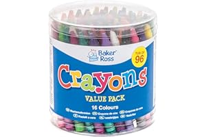 Baker Ross AV257, klobige Wachsmalstifte für Kinder, Kunst und Basteln, Schule, Klassenzimmer, gemischt, 96 Stück
