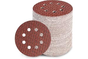 GEOGIEEW 90 pezzi Dischi Abrasivi 125 mm, Grana 40/60/100/150/240/600, 8 Fori Rotondi Carta Vetrata Abrasiva, Per Levigatrice Orbitale Casuale, per Levigatura, Spolveratu