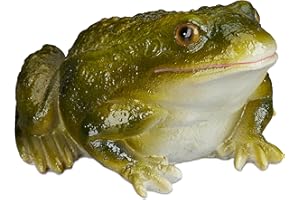 ‎RELAXDAYS Relaxdays Figurka ogrodowa, żaba, odporna na warunki atmosferyczne, na balkon, taras, nad stawem, sztuczny kamień, siedząca figurka dekoracyjna, zielona, 9 x 13,5 x 15 cm