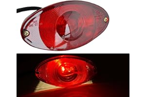 Alchemy Parts Motorcycle Oval Stop Tail Light Gloss Black with Red Lens for Chopper Cruiser Bobber Monkey Bike Café Racer Trike Homologated E-marked
