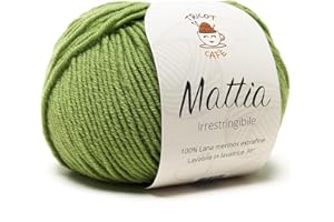 TRICOT CAFE' Tricot Cafè - Gomitolo di Filato in Pura Lana Merinos Extrafine e Irrestringibile, Made in Italy - Mattia, Ideale per Uncinetto e Ferri 3,5-4 – Morbidi Gomitoli 50g (125m)(Verde Acido 9467, 1 Pezzo)