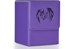 UAONO Card Deck Box for Yugioh MTG Cards, 100+ Deck Case with 2 Dividers Fits TCG CCG, PU Leather Card Storage Box Compatible with Collectible Trading Cards (Purple, Sky Dragon)