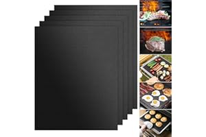 Domkan Estera para Barbacoa, Juego de 5 Esteras para Parrilla de Teflón Antiadherentes, Placa para Parrilla, Parrilla a Gas, Papel para Hornear, Reutilizable, para Parrilla de carbón (40 * 50cm)