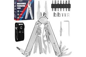 BIBURY Multitools, Men's Gifts, Multi Tool Foldable Pliers with T-Shank Tool, Strap Cutter, Stainless Steel Multitools Ideal for Camping, Repairing, Gift for Dad Men - Pro - BI2049GB-N