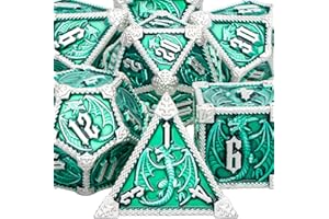 ARUOHHA Set di dadi DND in metallo 7 dadi D&D con scatola regalo, D + D dadi poliedrici grandi per Dungeons and Dragons Pathfinder RPG giochi da tavolo gioco di ruolo gioco di dadi D e D D20 D12 D10