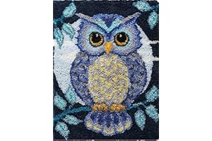 YOOTOM Tapis à nouer à faire soi-même, ensemble de tapis de broderie, coussins décoratifs bricolage, hibou modèle préimprimé, 50 x 38 cm
