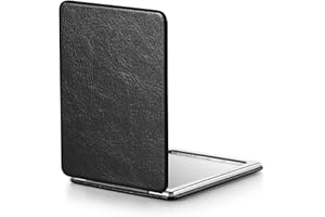 ‎OMIRO OMIRO Kompaktspiegel, Klassisches PU-Leder 1X/3X Vergrößerung, Tasche Ultra Portable für Geldbörsen und Reisen, 8,5cm*6,2cm (Schwarz)