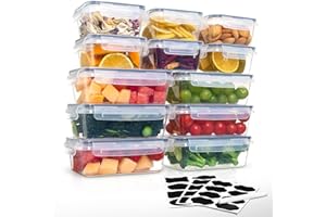 Goldeluxe 12 Frischhaltedosen mit Deckel, Gefrierdosen, meal prep boxen, 6 x 1L/0.52L, BPA-frei,luftdicht, mikrowellengeeignet, spülmaschinenfest, für Lagerung & Transport von Essen, Obst, Gemüse