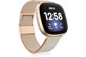 Funbiz Metal Strap Compatible with Fitbit Versa 3 Strap - Fitbit Versa 4 Strap - Fitbit Sense Strap - Fitbit Sense 2 Straps, Stainless Steel Magnetic Replacement Band for Women Men, Small Rose Gold