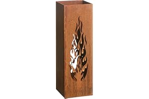 Gartenfreude Home Colonne de feu décorative avec Flammes en Rouille 16 x 16 x 50 cm