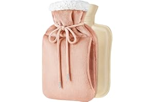 Adafsta Rubber Hot Water Bottle with Cover,Fluffy 2L Hot Water Bag with Kangaroo Pocket for Cramps, Pain Relief, Period Cramps, Back, Shoulder, Neck, Bed Warmer for Kids, Men & Women