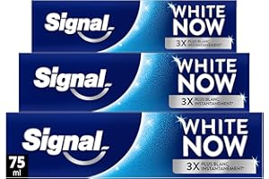 SIGNAL - Dentifrice White Now Original Blancheur - Des dents 3X plus blanches dès le premier brossage - Blancheur longue durée - 94% d'ingrédients d'origine naturelle - (lot de 3x75ml)