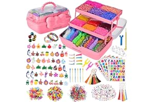 Momo's Den 17000+ Loom Band Kit - 32 Vibrant Colors Loom Bands, Bracelet Making Set with Charms, Tools & 3-Layer Storage Box – DIY Arts & Crafts Gift for Girls & Boys