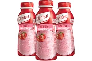 ‎SLIMFAST SlimFast Fertigdrink Erdbeere 3er Pack I Fertiggetränk mit hohem Eiweißanteil & reduzierten Kalorien I Gebrauchsfertige Trinkmahlzeit für eine gewichtskontrollierende Ernährung I 3 x 325 ml