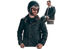 Texpeed Mens Leather Jacket Genuine Warm Winter Fur Coat - Biker Motorbike RAF Aviator Flight Bomber B3 Pilot Design Brown Fur - S