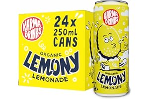 Karma Drinks Lemony Lemonade - 24 x 250ml Cans - Natural Fizzy Soft Drinks, Fairtrade, Organic & Vegan