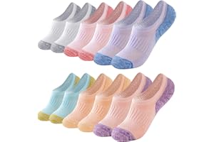 inaWarm Chaussettes Femmes 35-38 39-42, Chaussettes De Sport Invisibles En Coton Rembourrées Anti-ampoules Pour Femme Et Fille 6 Paires