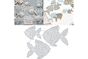 GOWXS Fustelle da taglio a forma di pesce per realizzare biglietti, stencil per fai da te, album fotografici, decorazioni per goffratura e creazione di biglietti con motivo e spilla carina