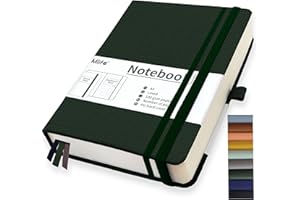 Mlife A5 Lined Journal Notebook, 360 Pages and 100 g/m² Ink-proof Paper, Hardcover College Notepad, Notebooks with Folding Pocket for Office, School, Home, Writing and Notes (Green)