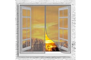 GOUER Zanzariera Magnetica Finestra 70x125cm Adsorbimento Magnetico Antistrappo Zanzariera Finestra Magnetica Aria Fresca in & Keep Bugs out per Windows, Grigio