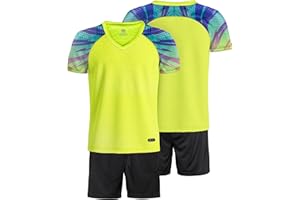 besbomig Koszulka Piłkarska dla Chłopców, Zestaw dla Dzieci, do treningu, odzież sportowa, krótkie rękawy, t-shirt i spodenki Soccer Uniforms