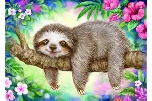 LUOGE 5D DIY Pintura Diamante Taladro Completo Cristal Diamante Bordado Pinturas Artes kit, de Punto de Cruz Para Decoración de la pared del hogar, 30 40cm, (Dulce Perezoso) (S20211206)