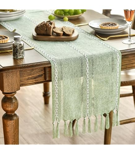 Runner da tavola in cotone e lino - 30 x 300 cm, blu e bianco