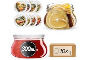 KADAX Barattoli per marmellata da 300 ml con tappo a vite fi82 mm, piccoli barattoli per miele e spezie, barattoli per marmellata con coperchio, barattoli ermetici da regalare (frutteto, 10 pezzi)