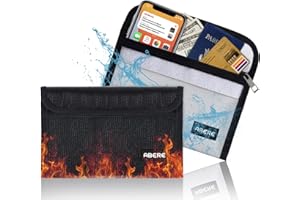 ABERE 2 Stück Feuerfeste Tasche, 20 x 13 cm Kleine Feuerfeste Geldtasche, Feuerfeste wasserdichter Reißverschluss Feuerfeste Dokumententasche, Feuerfeste Brieftasche für Passport/Scheine/Geld
