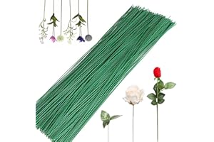 QEEROYO 100 Stück Blumendraht, Blumenstamm Draht Grün, Floristikdraht, 30cm Lang, Floristikdraht Grün, Blumenstamm Draht 18 Gauge, für die Herstellung von Blumenhandwerk, Blumenbouquets