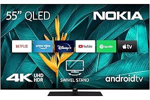 Nokia 55 Zoll (139 cm) QLED 4K UHD TV Smart Android TV (DVB-C/S2/T2, Netflix, Prime Video, Disney+) Amazon Exclusive - QN55GV315ISW - 2023
