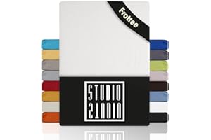 ‎STUDIO STUDIO Basic Frottee Spannbettlaken 200x200cm – weiches Frottee-Spannbetttuch aus 80 % Baumwolle & 20 % Polyester – Weiß – Öko-Tex Zertifiziert, bügelfrei & elastisch – für Matratzen 15–25cm
