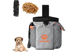 kissleaf Leckerlibeutel für Hunde, Leckerlibeutel für Haustiertraining, Leckerli-Trainingstasche Hund Clicker, Hundetraining Leckerlibeutel Eingebauter Kotbeutelspender, freihändiger Snack (orange)