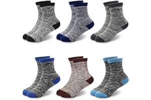 GENTABY Jungen dicke socken Kinder Winter Schwarz Blau Grau Elastische Warme Socken Heimsocken Sportsocken Geeignet für Kinder von 6 Paar 3-14 Jahren 23-40