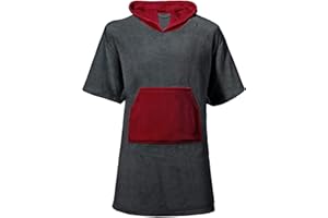 CelinaTex Happyfun Surf Poncho 80 x 110 cm con Tasca a Marsupio Donna Uomo Bambino Micro Flanella Antracite Bordeaux