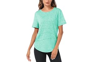 Terecey Tee Shirt Sport Femme Sechage Rapide T-Shirts de Sport Femme à Manches Courtes Tops Sport Col Rond pour Yoga Running Fitness Pilates S-XXL