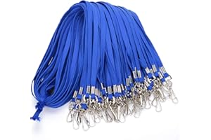 ‎ANTSPIRIT 50 pcs Baumwolle Lanyard Clip 32 flach Lanyard mit Swivel Haken Hals Lanyards für Schlüssel Ketten ID Badge Clip 50 blau
